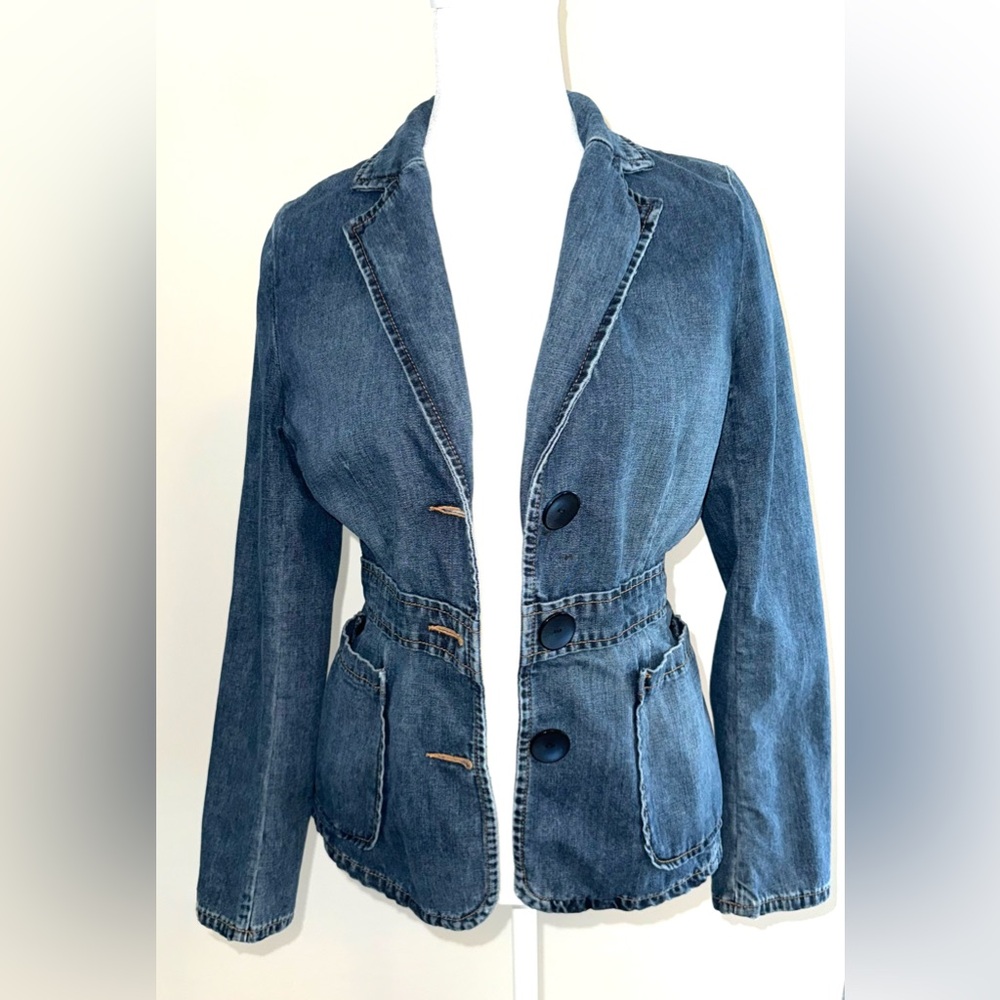 Banana Republic Blue Cotton Fabric Denim Blazer - EUC